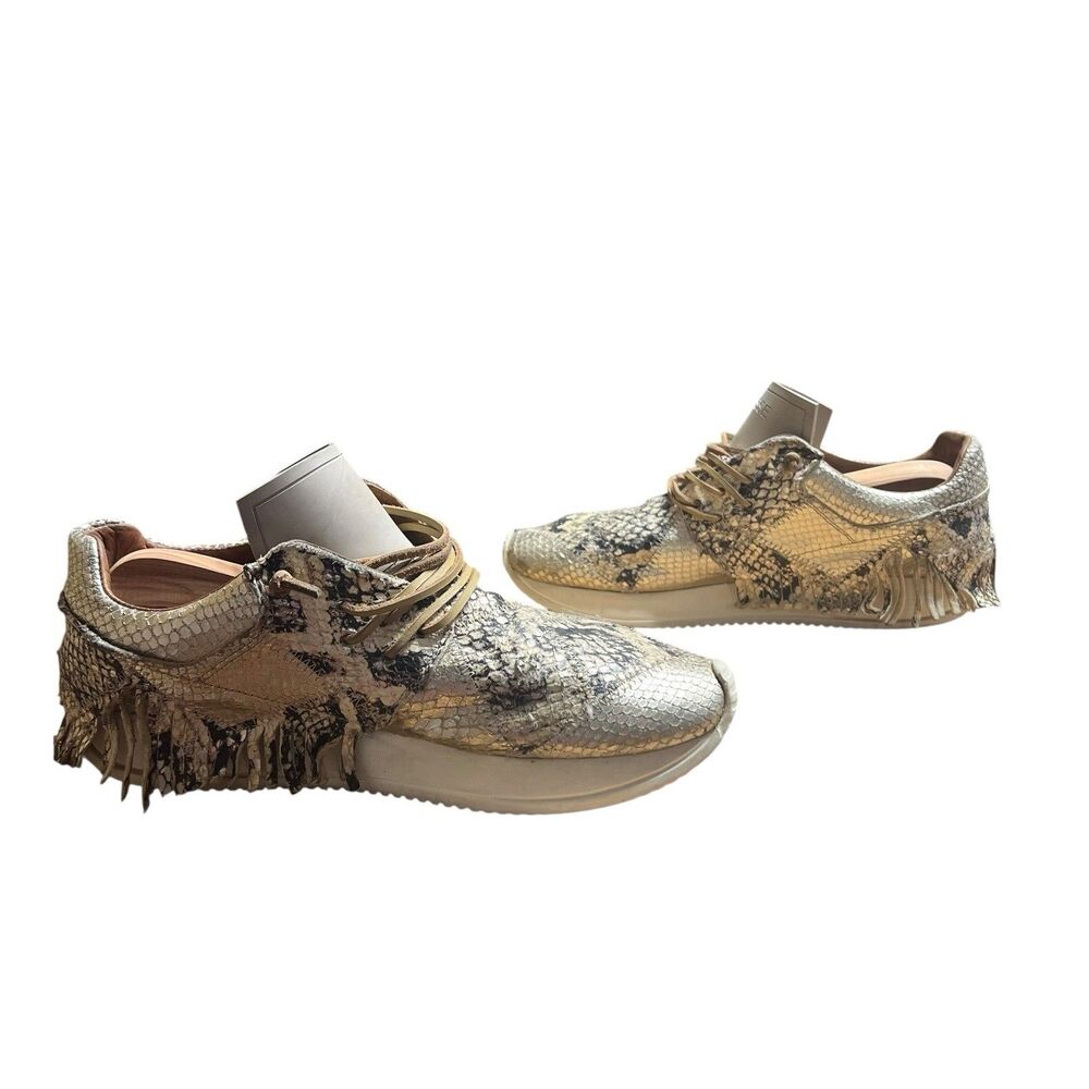 ESSEutESSE Metallic Python Print Lamb Leather Fri… - image 5